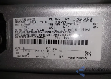 2017 Ford F-150 Xlt from USA, damaged, VIN 1FTFX1EF2HFB97027